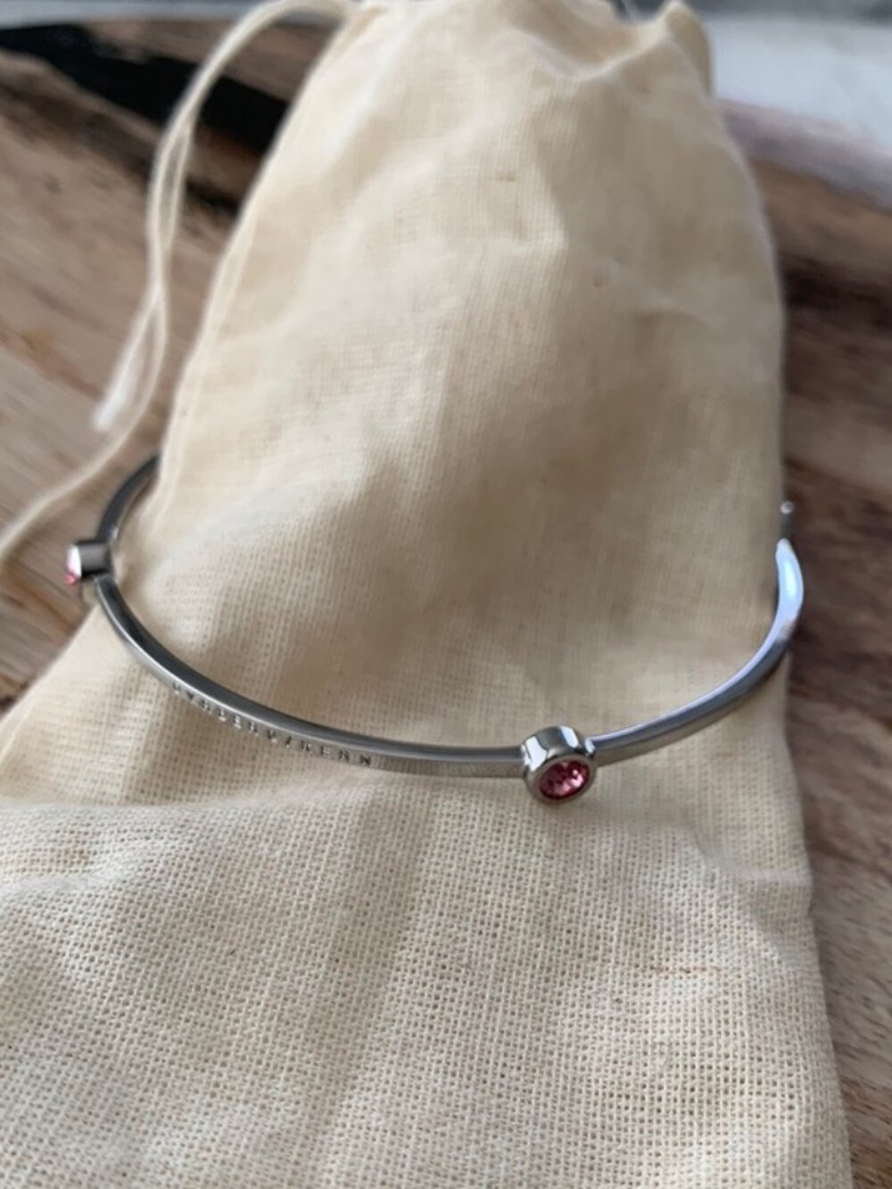 Dyrberg/Kern Gilles Pink Swarovski crystal station bangle bracelet